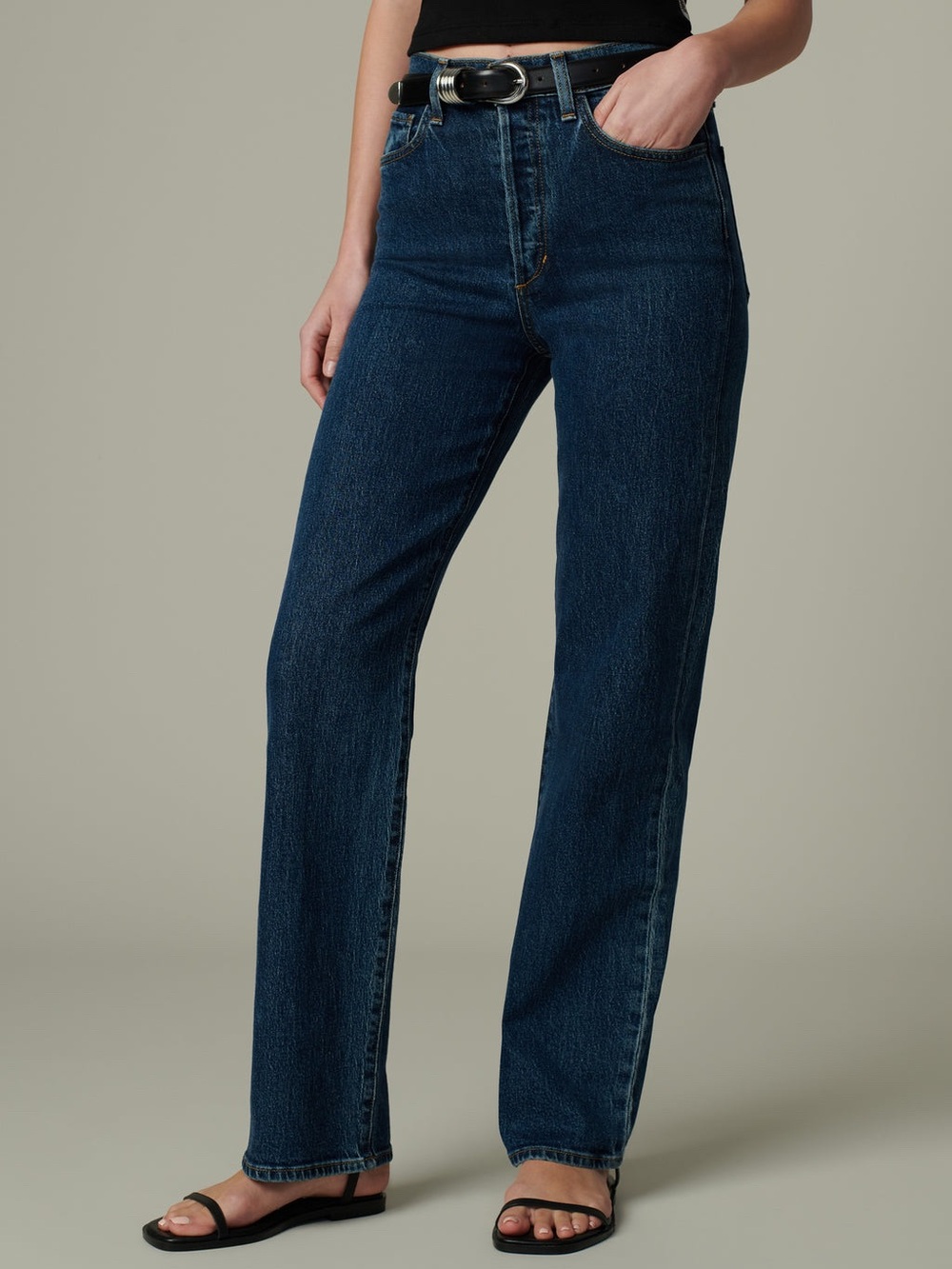 margot Straight-Leg High-Rise Jeans in Deep Indigo